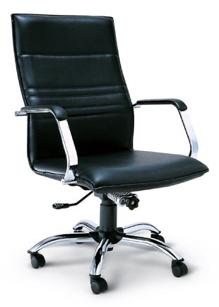 35022::EX-5::An Asahi EX-5 series executive chair with conventional tilting mechanism and chromium base. 3-year warranty for the frame of a chair under normal application and 1-year warranty for the plastic base and accessories. Dimension (WxDxH) cm : 63x71x106. Available in 3 seat styles: PVC leather, PU leather and Cotton. Executive Chairs